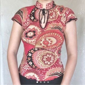 vintage 90s does 70s funky paisley floral top 🌿